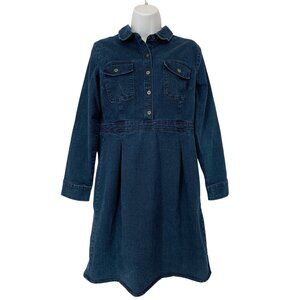 Old Navy Womens Blue Denim Shirt Long Sleeve Dress Size 10 Petite